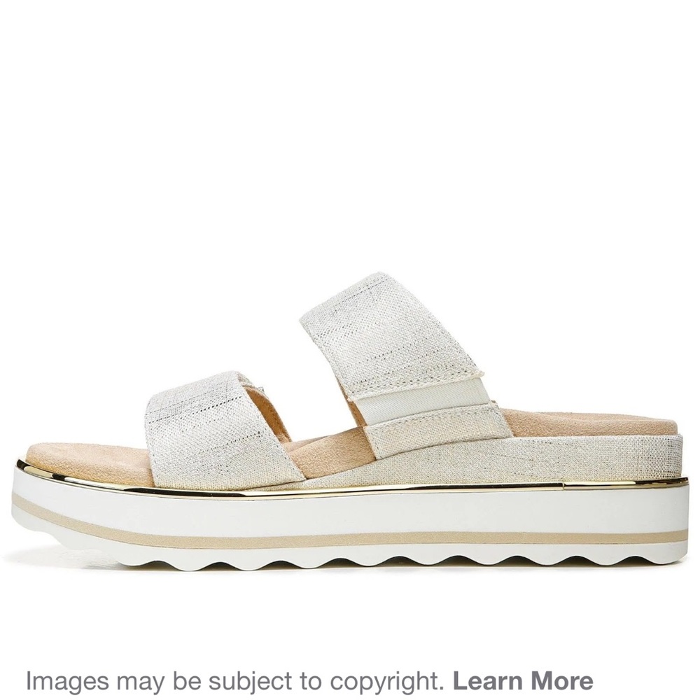 Vionic Brandie Platform Sandals/Marshmellow Metallic Linen 8.5 M